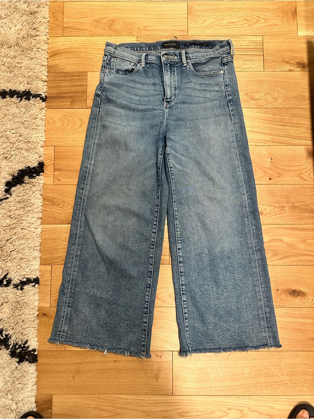 Banana Republic Light Blue Wide-Leg Frayed Hem Jeans